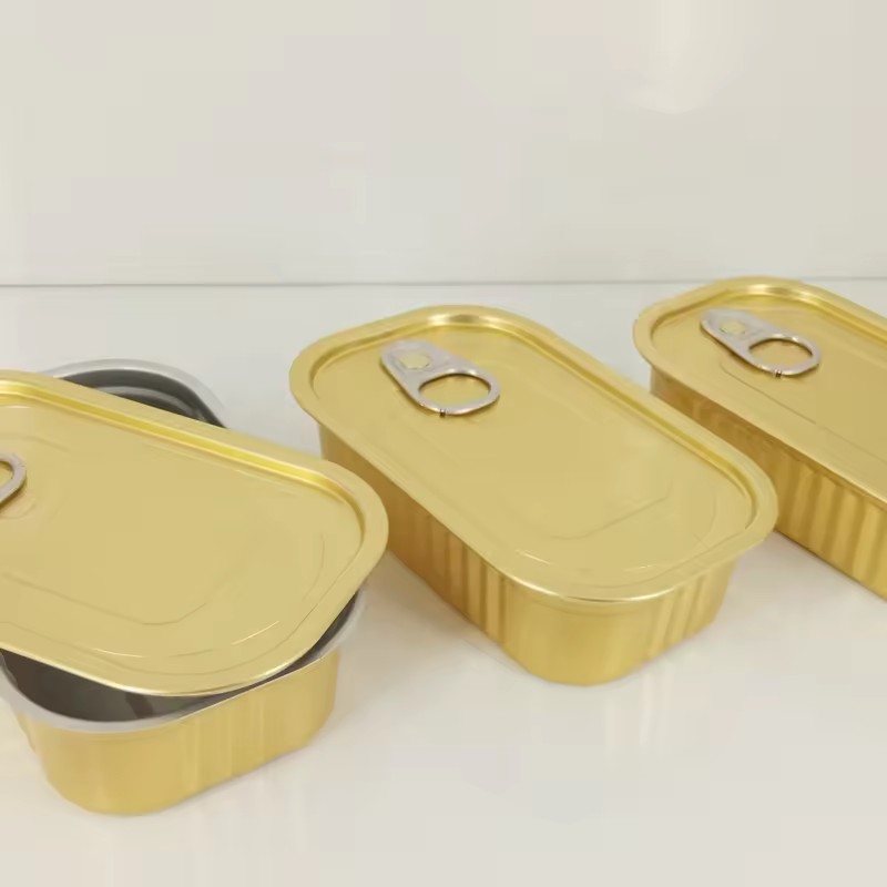 Factory Wholesale 85ml 105ml 125ml Aluminum Box Rectangular Empty Sardine Tin Cans For Meat Fish Food Canning