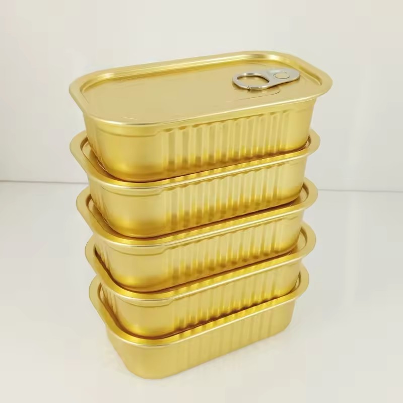Factory Wholesale 85ml 105ml 125ml Aluminum Box Rectangular Empty Sardine Tin Cans For Meat Fish Food Canning