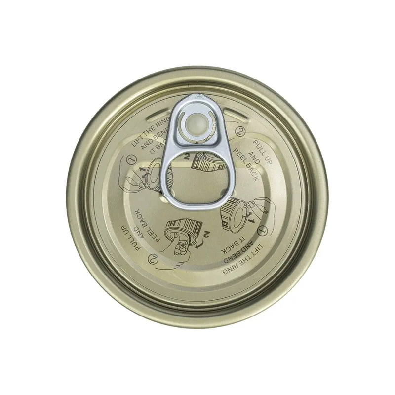 Easy Open Lid Diameter 99mm #401 Tinplate Full Open Lid Easy Open End For Oil Salty Water Fish Canned Meat