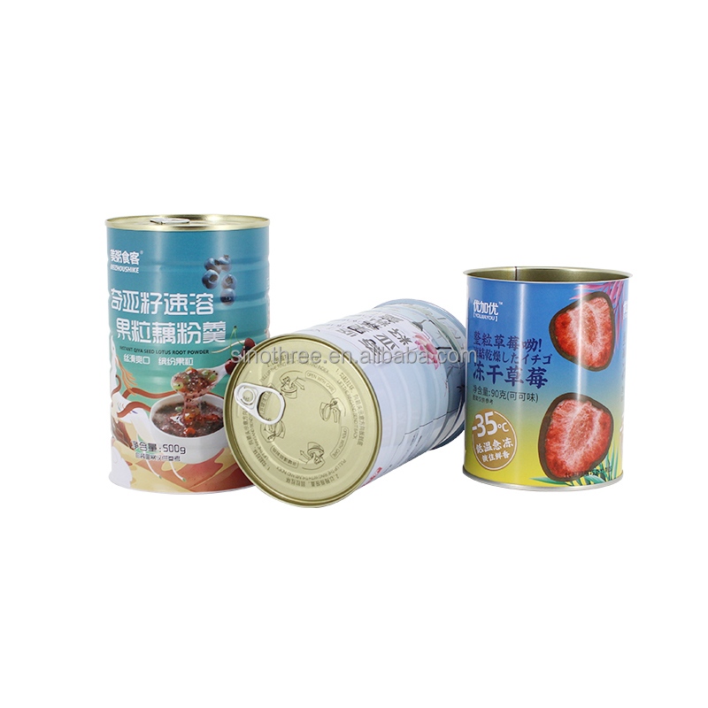 Food Grade Tin Cans Custom Print Container with Easy Open End for Seeds Dry Powder